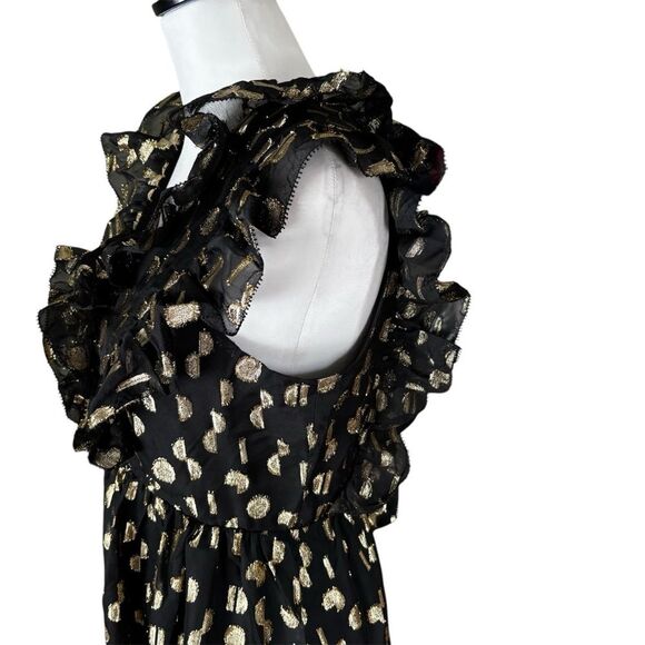 Madewell Black and Gold Clip Dot Midi Dress, NWOT, Size 4. - Picture 5 of 9